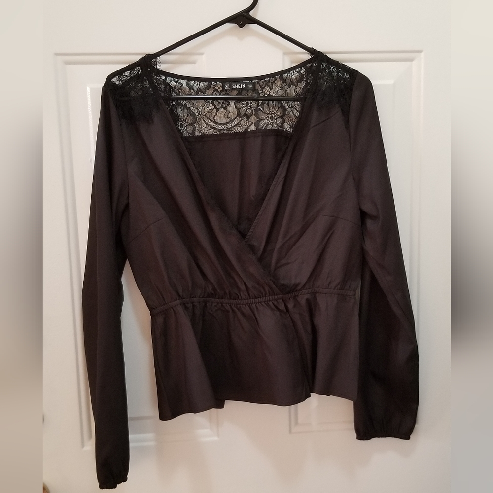 Black Lace Crossover Top